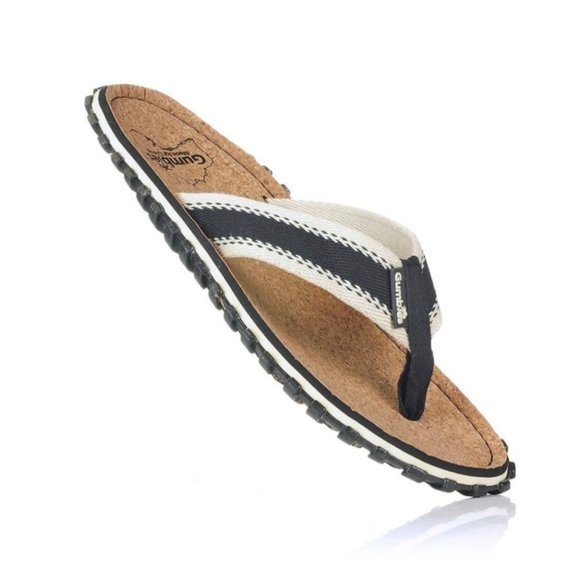 GUMBLES  Beach Hike Cork Flip-Flops Black - Picture 3 of 8